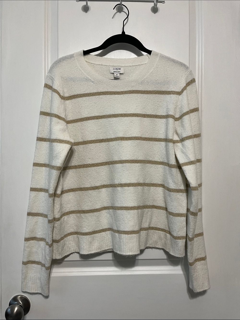 J. Crew Factory Shimmer Striped Crewneck in Extra Soft Yarn Sz Medium